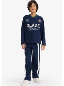 Resim Defacto Erkek Çocuk 2li Takım Baskılı Sweatshirt Eşofman Altı G4387a825wnnv256 Lacivert-nv256 