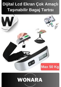 Resim Dijital Lcd Ekranlı Hassas Taşınabilir Pratik Seyahat Bagaj Tartısı 50 Kg Kapasiteli Ağırlık Tartı 