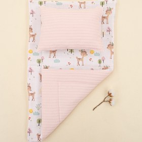 Resim Alt Açma Matı ve Yastık - Çift Taraflı - Şeker Pembe Örgü - Ceylan 