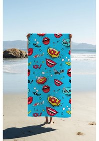 Resim Dijital Baskı Plaj Deniz Havlusu Modern Desenli Peştamal Hvl0174 Renkli 