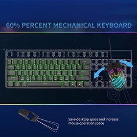 Resim DIERYA DK61se Oyun Klavyesi,%60 Parlayan yeşil,Mavi Clicky Switch, Ultra Kompakt Mini 61 Tuşlu,Gölgelenmez,Tip C Veri Kablosu,PC Windows Oyuncu Tipistleri için ABD Düzeni,Siyah 