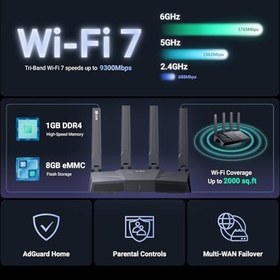 Resim GL.iNet GL-BE9300(Flint 3) Tri-Band WiFi 7 Router, High-Speed Gaming Router, Extensive Coverage, 5x2.5G Multi-Gig Ports, Mass Device Connectivity, MLO Technology, Rapid OpenVpn & WireGuard, 802.11ax 