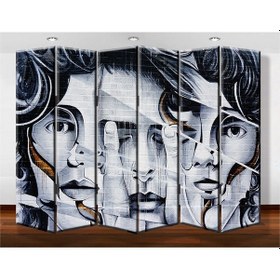 Resim Dekobul Duvar Resmi Suretler 6 Kanat Tekerlekli Kanvas Paravan 