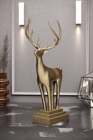 Resim İnci dizayn Dekoratif Geyik Biblo Obje Modern Gold Altın Varak 