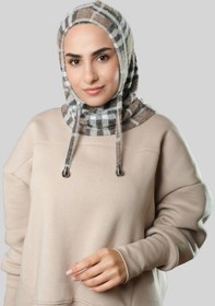 Resim Hürrem Bone Vizon Bağcıklı Balaklava Boyunluklu Bere Jakar Ekoseli 2323 10 Vizon 