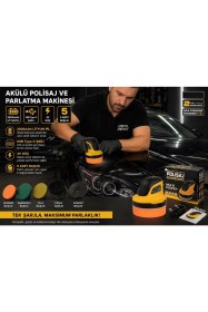 Resim Stanvolt Mini Şarjlı Polisaj Makinesi 2000 Mah. 10 cm Parlatma Yüzeyi, Sünger - Fırça - Zımpara Seti 