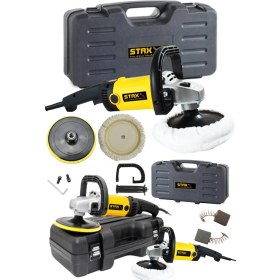 Resim Staxx Power Bakır Sargı Otomatik Yağ Sistemi Devirli Polisaj Zımpara Cila Pasta Cila Makinesi 180MM Çantalı Set 