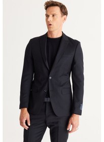 Resim AC&Co / Altınyıldız Classics Erkek K.lacı Slim Fit Dar Kesim Kırlangıç Yaka %100 Yün Çizgili Takım Elbise K.lacı 