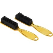 Resim Quueppty Fade Fırçası Tarak Makas Temizleme Fırçası Berber Dükkanı Cilt Fade Vintage Yağ Baş Şekli Oyma Temizleme Fırçası Altın 2 Adet (Yurt Dışından) 