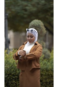 Resim Esre Store 0142 - Tesettür Trençkot Taba 