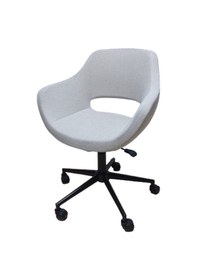 Resim Bilgisayar Çalışma Sandalyesi Döküm Süngerli Krem Keten Kumaş 