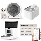 Resim Groove Q-Clean Otomatik Kedi Tuvaleti Gri - Petfit Aqua Flow Akıllı Su Pınarı - Petfit Feline Prime Otomatik Mama Kabı 