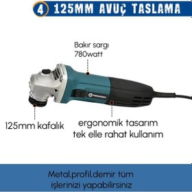 Resim Prohummer PH262 Elektrikli 4'lü Grup Seti Kırıcı Delici + 13 MM Darbeli Vidalama Matkap + 125 MM Avuç Taşlama + Dekupaj Testere 