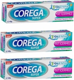 Resim Corega Tat İçermez Yapıştırıcı Krem 3 x 40 G 