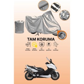 Resim Dokaca Gri Kilit Uyumlu Yamaha Tmax 500 Uyumlu Motor Brandası, Koruyucu Örtü 