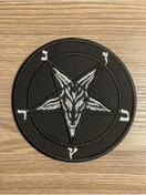 Resim StüdyoÜmitTişört Pentagram Baphomet Goat Satan Black Metal Logo Patch Peç Arma Ve Kot Yamaları 