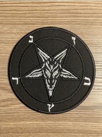 Resim StüdyoÜmitTişört Pentagram Baphomet Goat Satan Black Metal Logo Patch Peç Arma Ve Kot Yamaları 