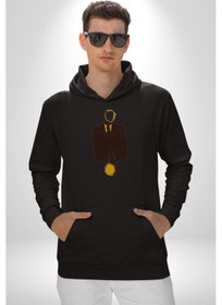 Resim Görünmez İnsan Takım Elbise Kadın Erkek Siyah Kapüşonlu Sweatshirt Hoodie Siyah 