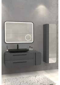 Resim Anemon 110 Cm Banyo Dolabi - Antrasit ( Boy Dolap Dahil) Çok Renkli 
