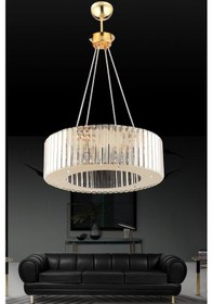 Resim İstanbul Avize Istanbul Avize Lüx Elmas 45 Cm Gold Kristal Taşlı Avize 