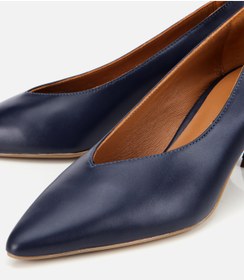 Resim Hotiç Kadın Deri Lacivert İnce Topuklu Stiletto 