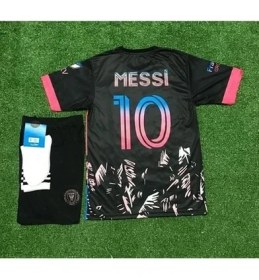 Resim I.n.t.e.r Miami 2023/24 Yeni Sezon Lionel Messi Çocuk Forması 3'lü Set (Black)77 