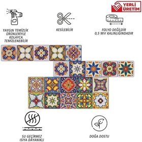 Resim Tink Kendinden Yapışkanlı Karnaval Desenli Pvc Karo, Yapışkanlı Fayans Kaplama, Fayans Çıkartması, Zemin Duvar Karosu 20x20 cm (6 Adet/0,24 m2) 