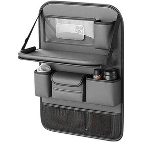 Resim Maiyame Araba Sandalye Arka Yüzü Çantası - Uzun Tip Masa Fonksiyonlu Siyah Oto Depolama Çantası 