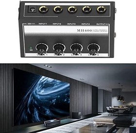 Resim Tbest Taşınabilir Kulaklık Amplifikatörü, Metal Stereo Ses Amplifikatörü Stüdyo ve Sahne için Düşük Gürültülü 4 Kanal Metal Kulaklık Dağıtıcı 100-240 V 