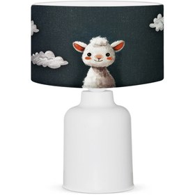 Resim Kuzu Figürlü Kumaş Baskılı Çocuk Odası Abajur Lamba | ByLamp 