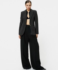 Resim Koton Slim Fit Blazer Ceket Tek Düğmeli Cep Detaylı Siyah Çizgili 4sak50063uw Siyah 