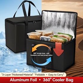 Resim Seyahat Aksesuarları, 1 Adet Yeniden Kullanılabilir Market Çantaları, Gıda ile Temas Yapmayan, Ağır Hizmet Tipi İzoleli Alışveriş Çantaları, Buz Paketleri, Katlanabilir Soğutma Çantaları, Dış Mekan Kullanımı İçin Esansiyel! 