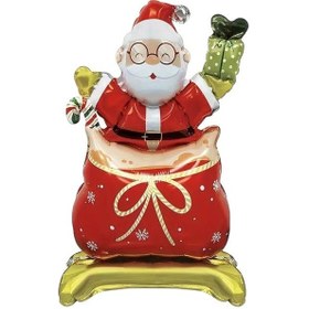 Resim Ayaklı Küçük Noel Baba Folyo Balon 63x34 Cm Kırmızı 