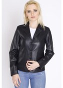 Resim Kadın Hakiki Deri Klasik Ceket Siyah 