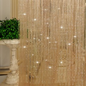 Resim 1 adet Romantik Parlayan Gümüş Tel Kenarlı Perde, Polyester Tavan Asılı Dekor, Düğün, Kapı, Bölme, Tüm Mevsimler, Elde Yıkanabilir, Elektrik Gerektirmez, Uluslararası Tarz 