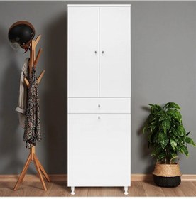 Resim Pramo Mobilya Çamaşır Sepetli Kapaklı Ve Çekmeceli Çok Amaçlı Dol Beyaz 