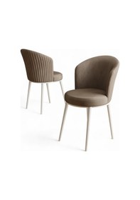 Resim Canisa Risa Serisi 1 Adet Cappucino Mutfak Sandalyesi Beyaz Metal Ayak 1.sınıf Babyface Kumaş Cappucino Sandalye Beyaz Ayak 