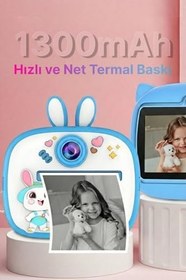 Resim Q7 Taşınabilir Fotoğraf Yazıcı ve Kamera BUNNY, MAVİ 