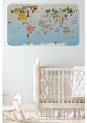 Resim Eğitici Dünya Haritası Dünya Atlası Çocuk Ve Bebek Odası Duvar Sticker -60x105-3824 Renkli 