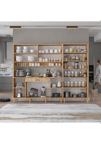 Resim Gale Kahve Köşesi Çok Amaçlı Dolap Kiler Mutfak Dolabı Çam 210 Çam 