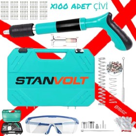 Resim STANVOLT Mekanik Çivi Tabancası Beton, Ahşap Ve Çelik Çivi Tabancası 100 Adet Çivi 