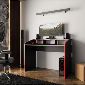 Resim Bimossa Zuko S8280 Oyuncu Masası Siyah Kırmızı 117 Cm 