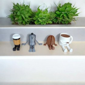 Resim Kahve Çekirdeği Moka Pot Kahve Fincanı Bardağı 4'lü Dekoratif Aksesuar Seti 