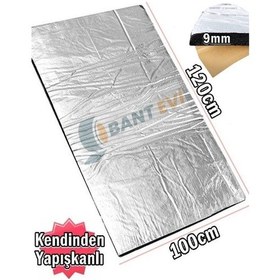 Resim 120cmx100cm 9mm Oto Ses Isı Yalıtım Folyolu Kauçuk İzolasyon 
