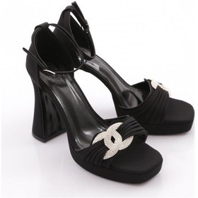 Resim Dgn C5115 Kadın Bilekten Bağlama Topuklu Abiye Ayakabi Siyah Nubuk 