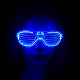 Resim MCM Group Mavi LED Işıklı Parti Gözlüğü - Neon Glow Şerit Gözlük 3 Modlu - Lisinya 