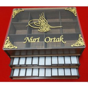 Resim 3 Katlı Tesbih Saat Ve Takı Dolabı Kutusu 