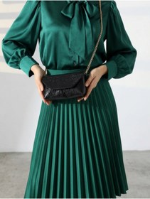 Resim Çanta Trend Kadın Parlak Suni Deri Askılı Clutch Günlük Ve Abiye Çanta 