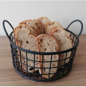 Resim Metal Ekmek Sepeti Dekoratif Saklama Kabı Wd105 Siyah 