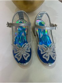 Resim ROSE SHOES KİDS PRENSES CAM GÖRÜNÜMLÜ KELEBEKLİ TAŞLI BARETLİ ABİYE AYAKKABI 